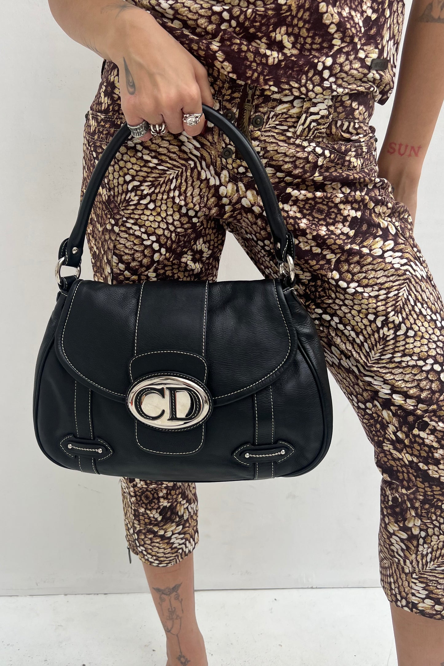 Vintage Black & Silver Logo Street Chic Bag
