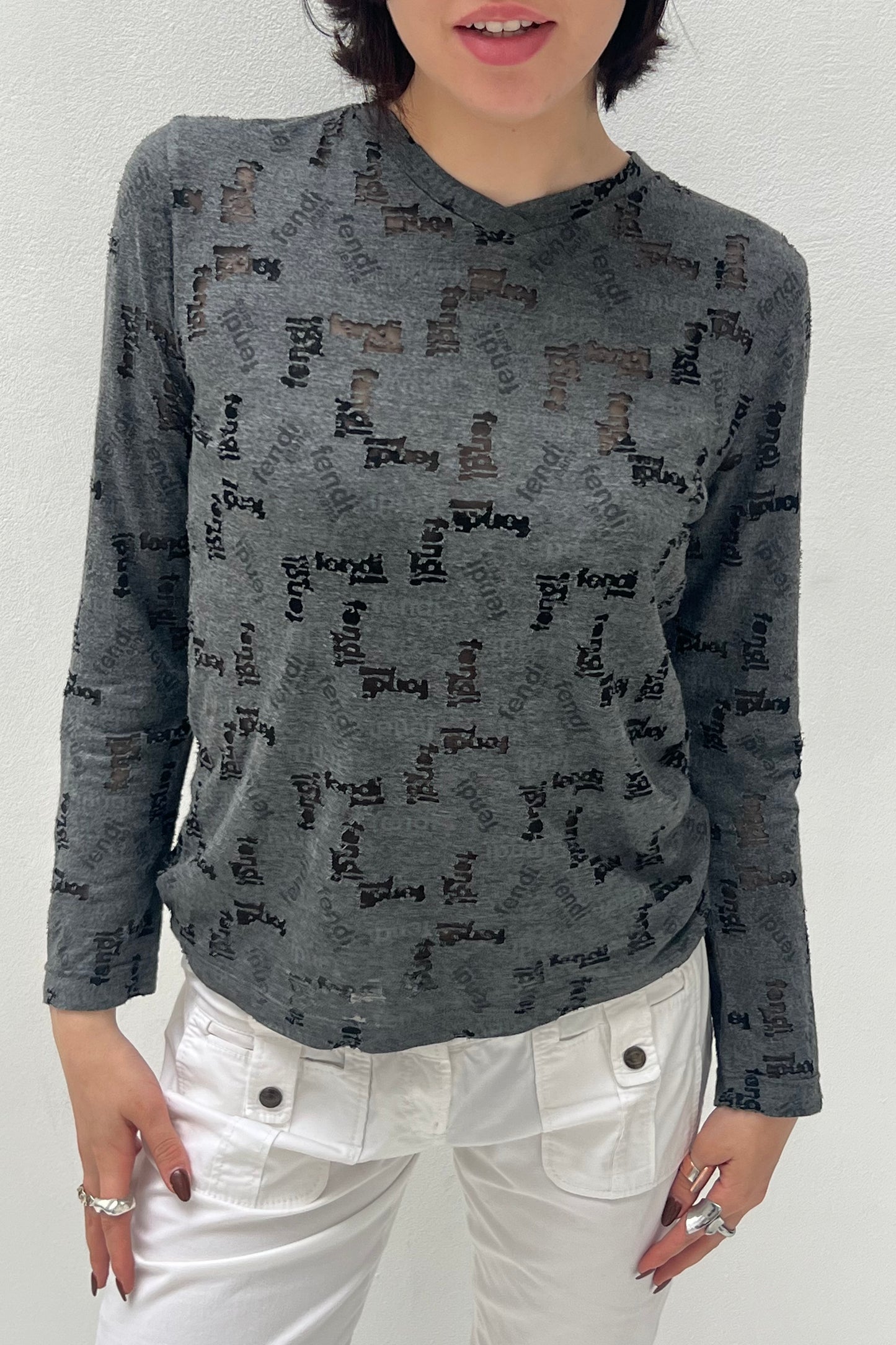 Vintage Grey See Through Logo Longsleeve