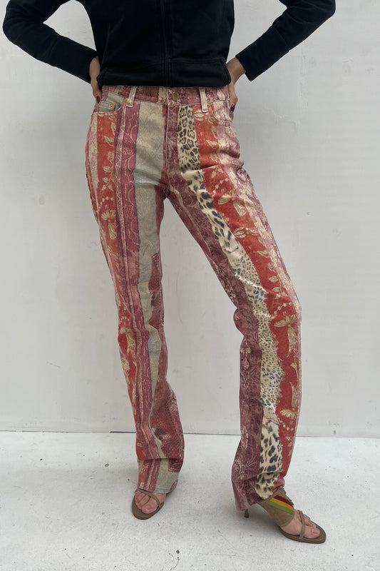 Vintage Vertical Stripes Patchwork Pants