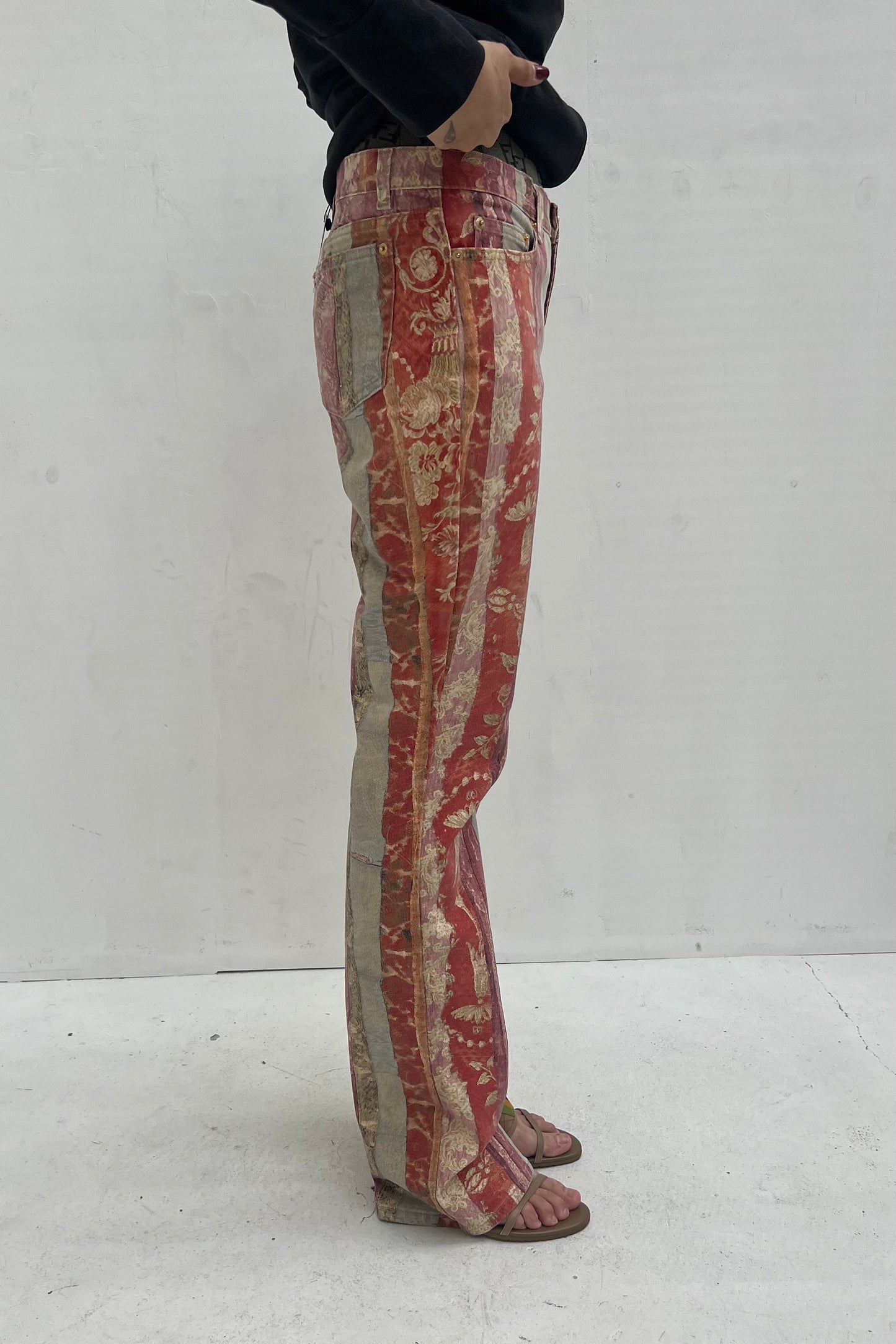 Vintage Vertical Stripes Patchwork Pants