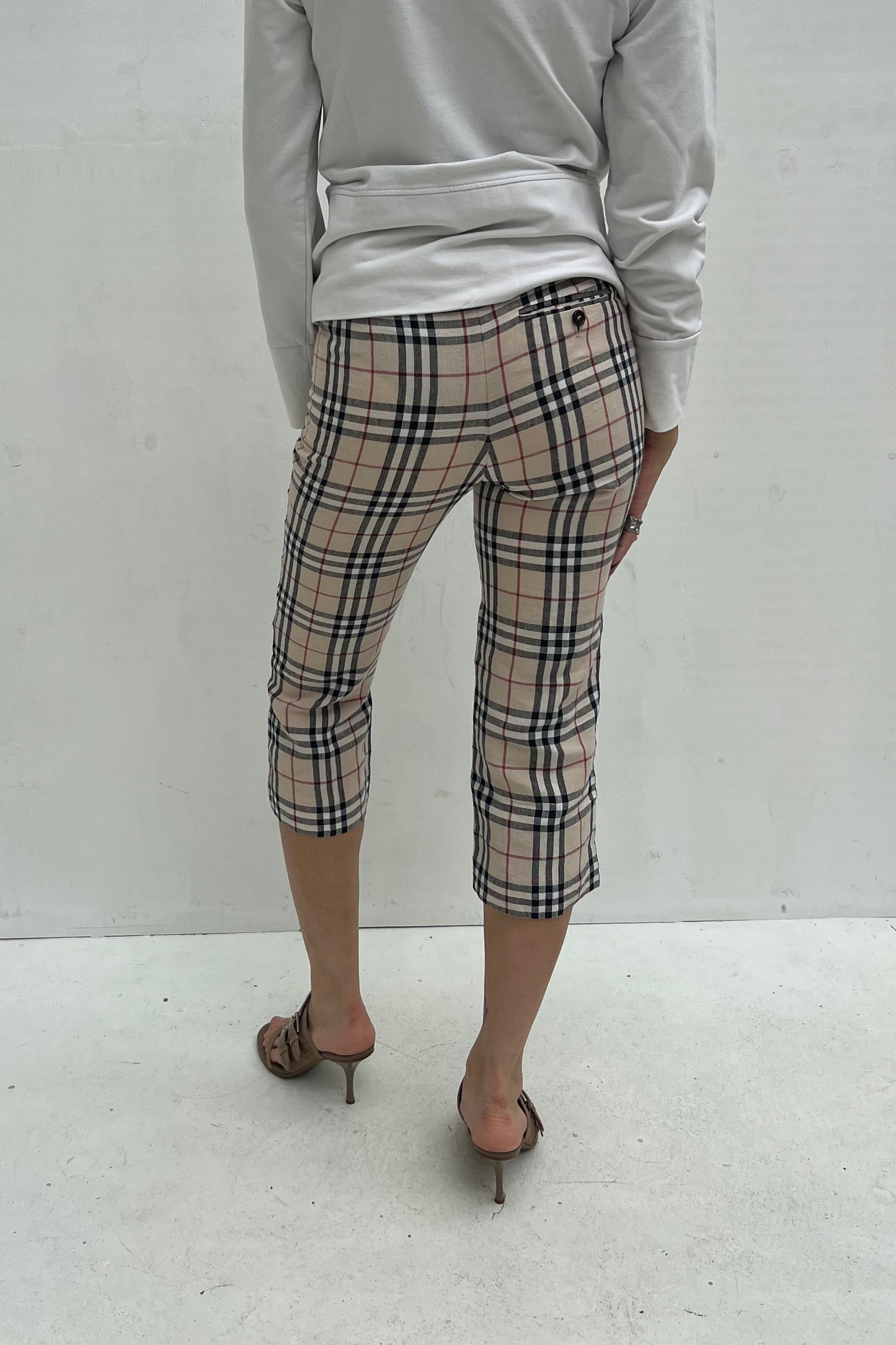 Vintage Linen Nova Check Capri Pants