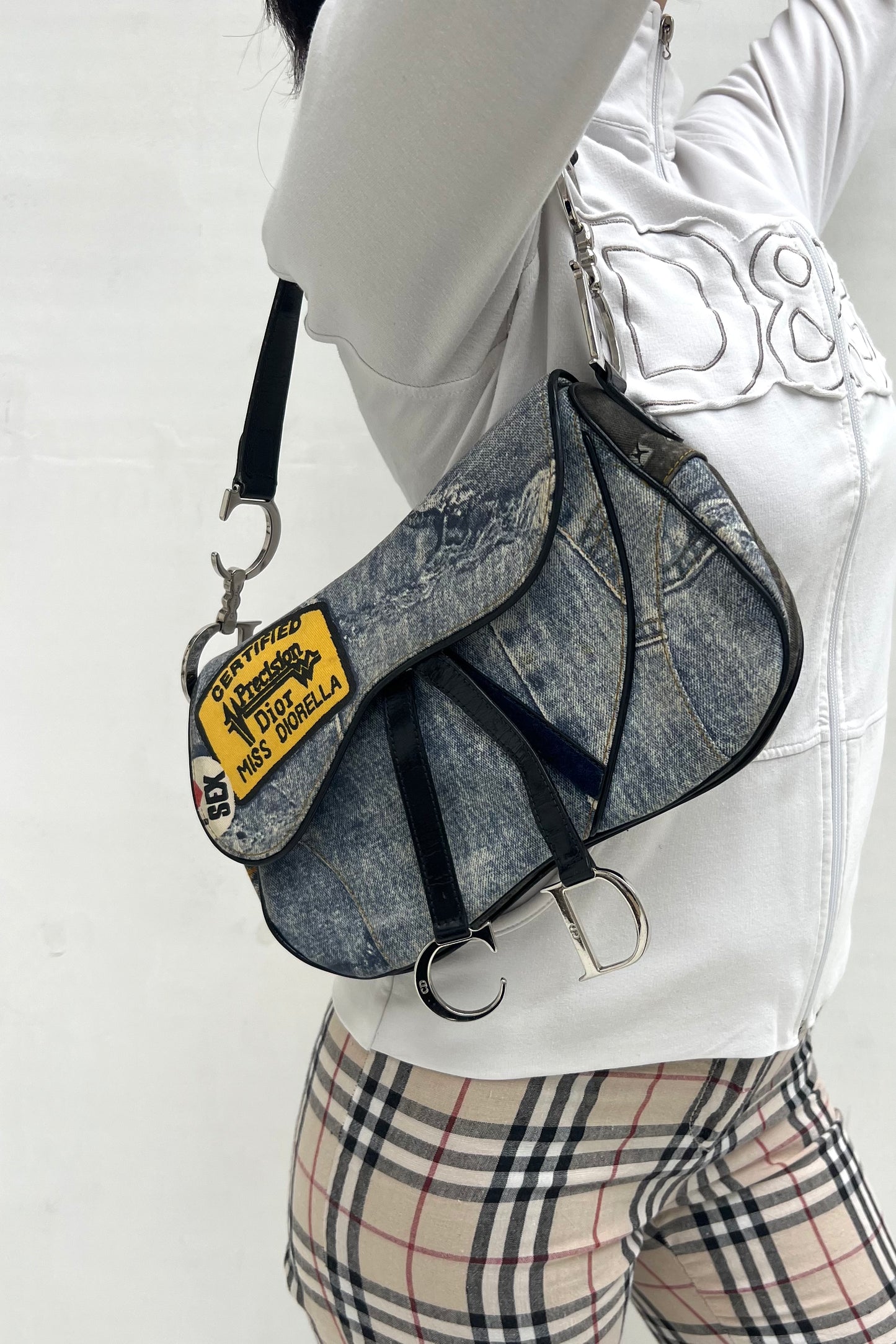 Vintage Denim Diorella Double Saddle Bag