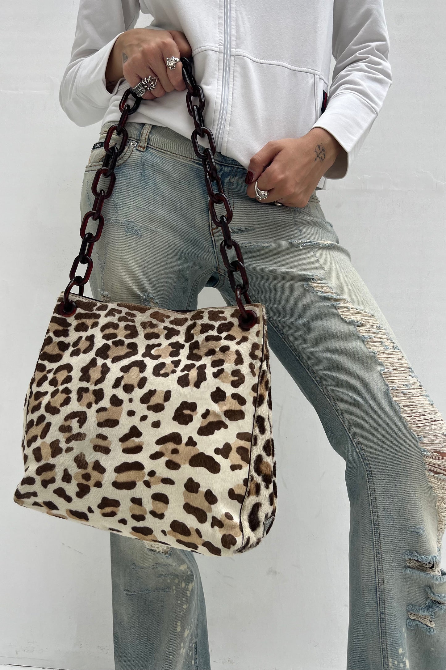 Vintage Leopard Tortoise Chain Bag