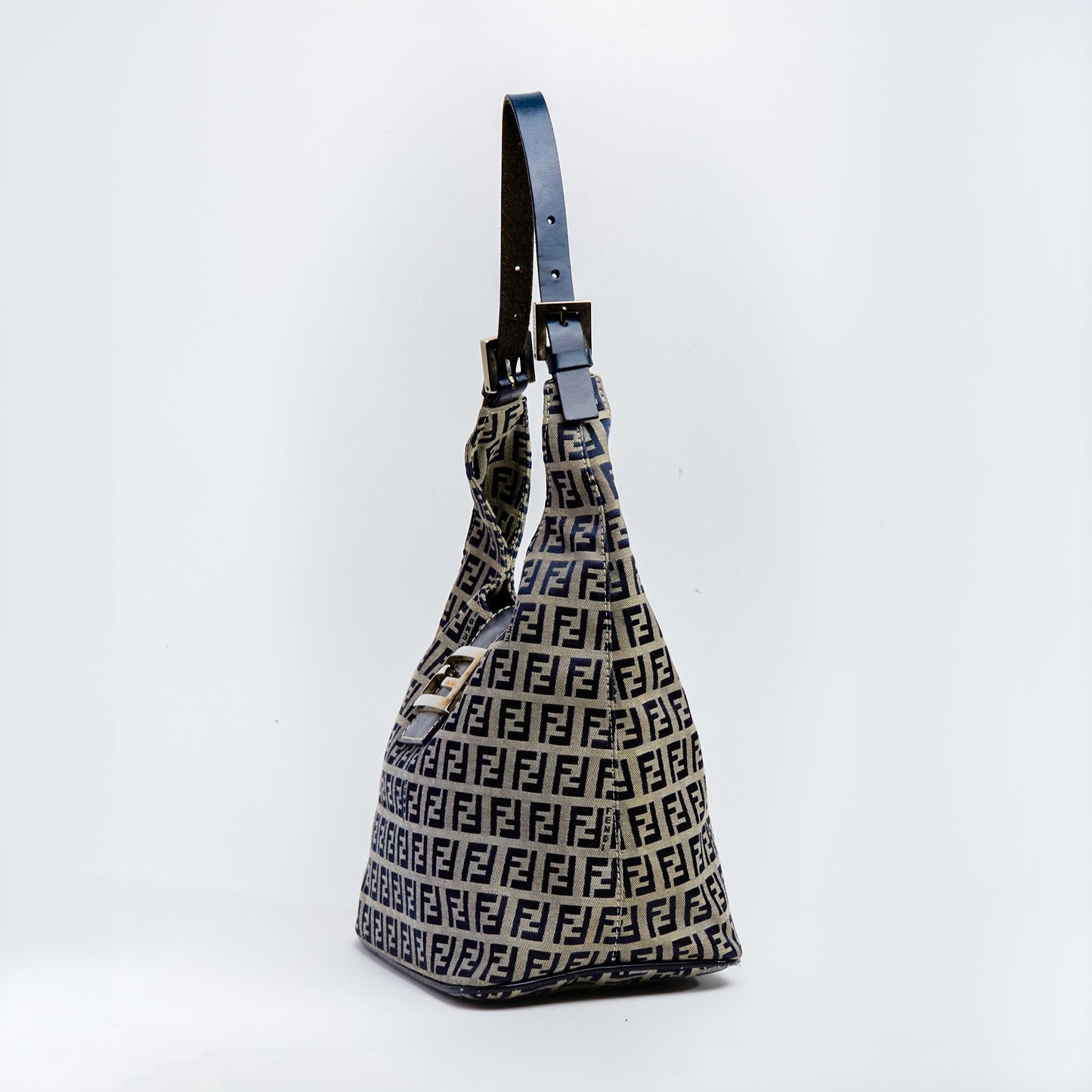 Vintage Fendi Navy Zucca Bucket Bag