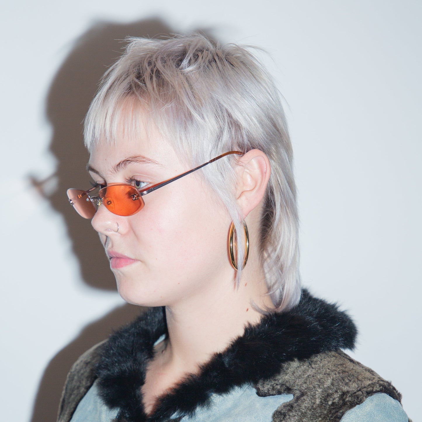 Vintage Chanel Faded Orange Tiny Rimless Sunglasses