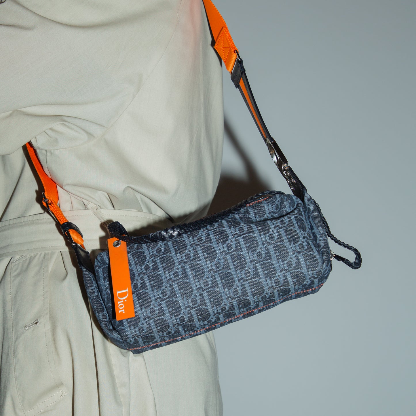 Vintage Dior Navy Denim Oblique Flight Bag