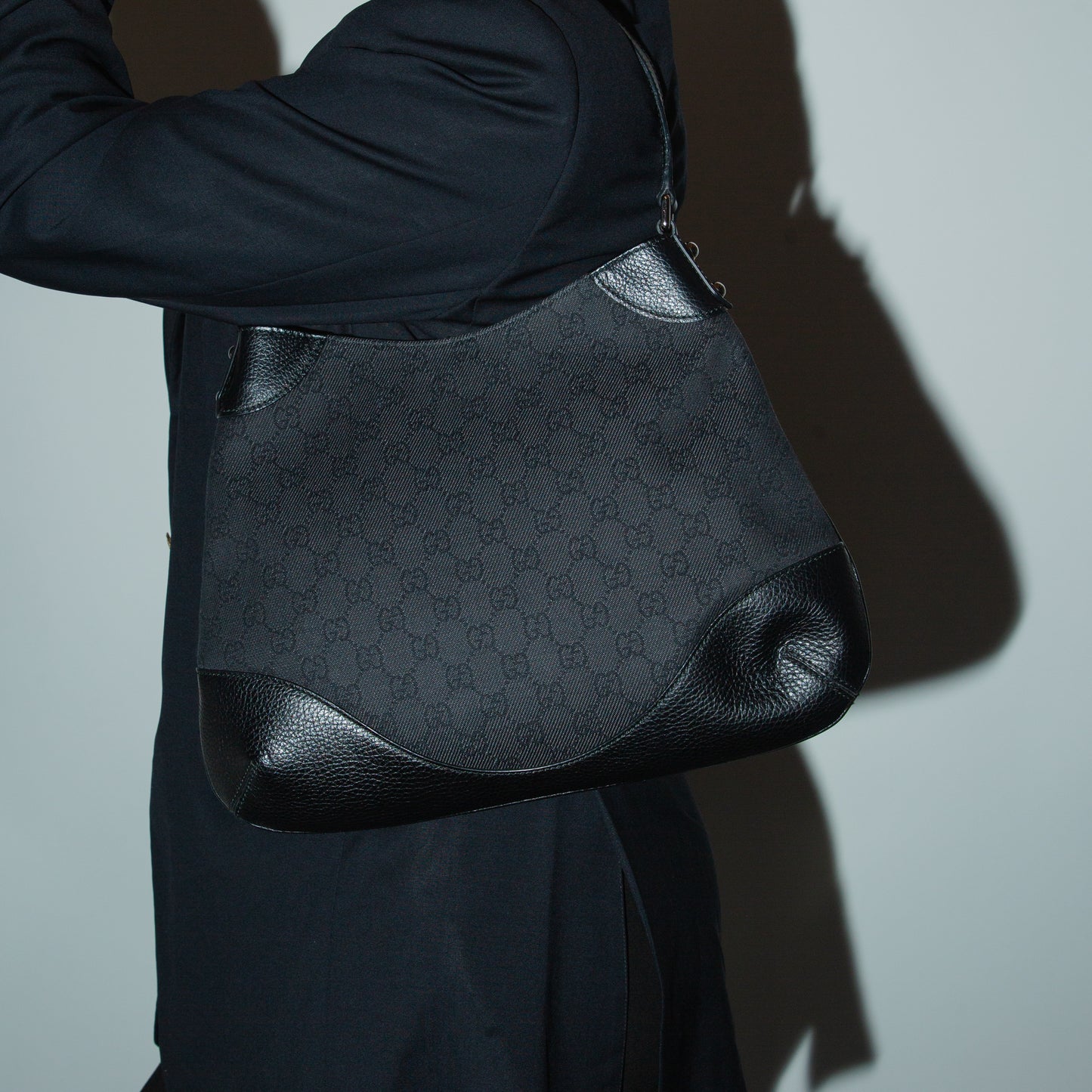 Vintage Gucci Black Denim Monogram Bag