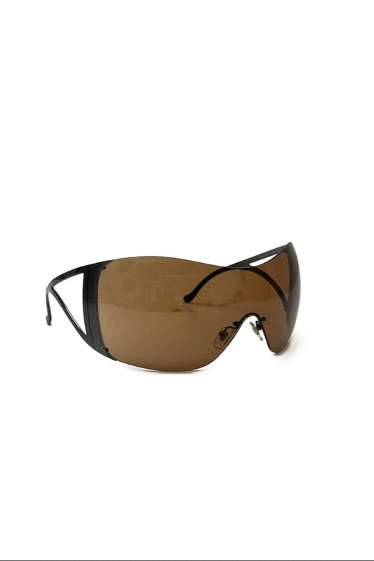 Vintage Silver & Brown Mask Sunglasses