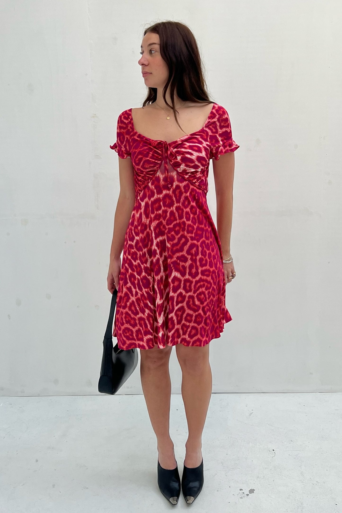 Vintage Dark Pink Leopard Dress