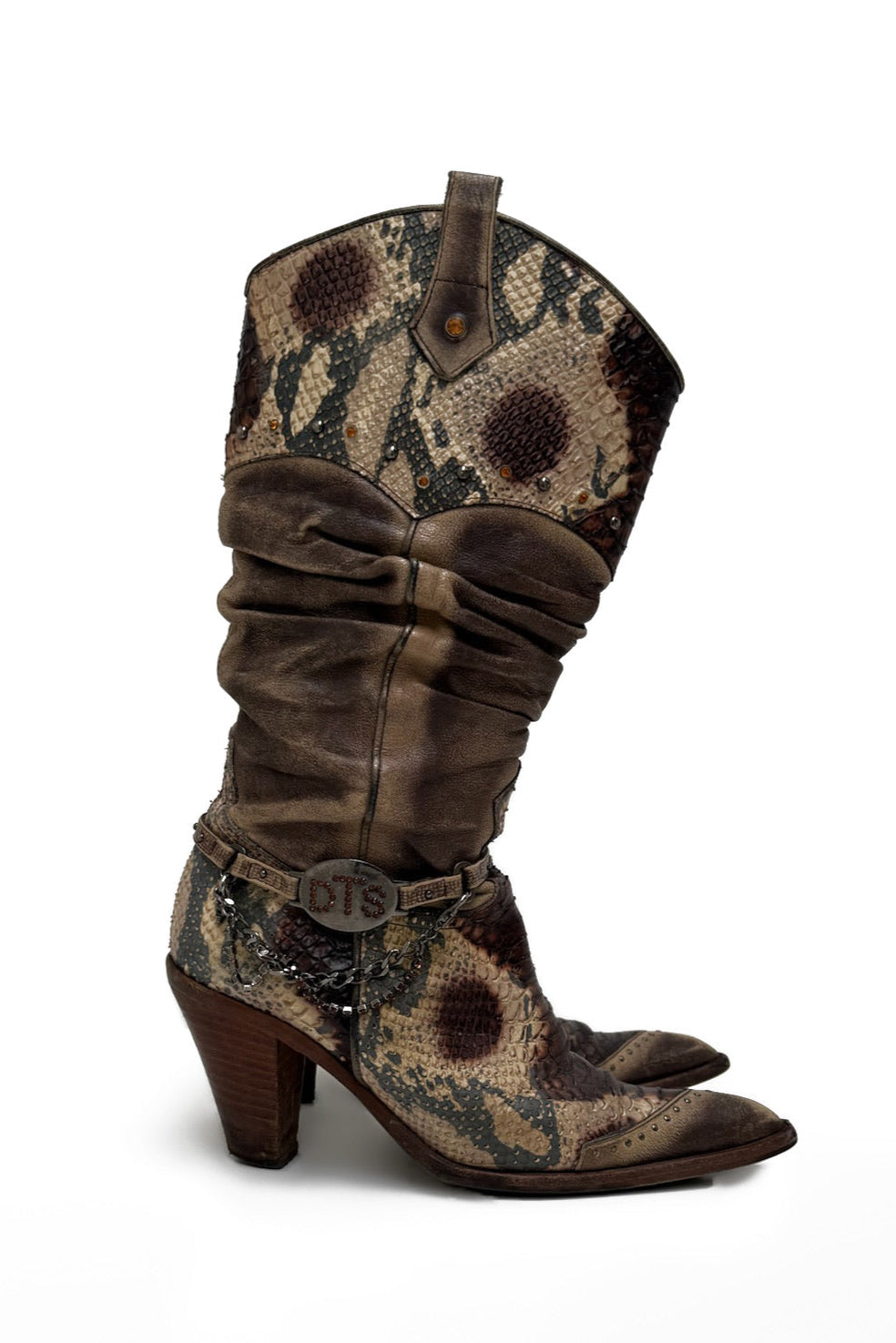 Vintage Brown Snake Cowboy Boots