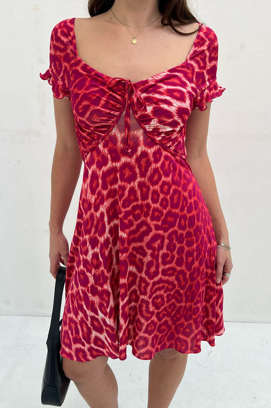 Vintage Dark Pink Leopard Dress
