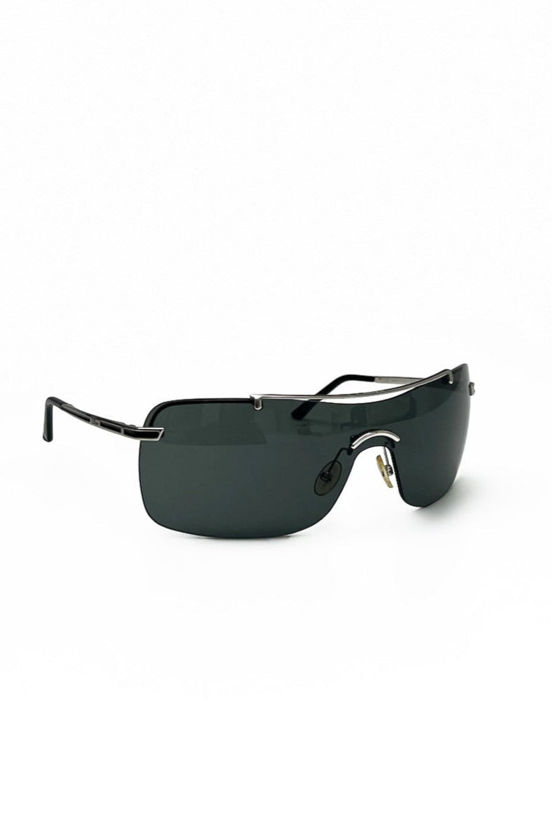 Vintage Dark Silver Frame Visor Sunglasses