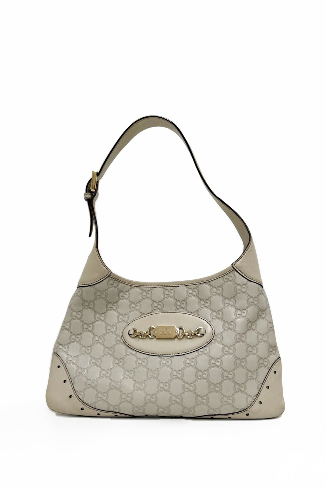 Vintage Cream Guccissima Leather Shoulder Bag