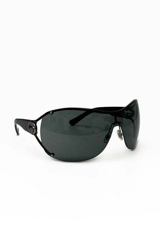 Vintage Black Strass Logo Sunglasses