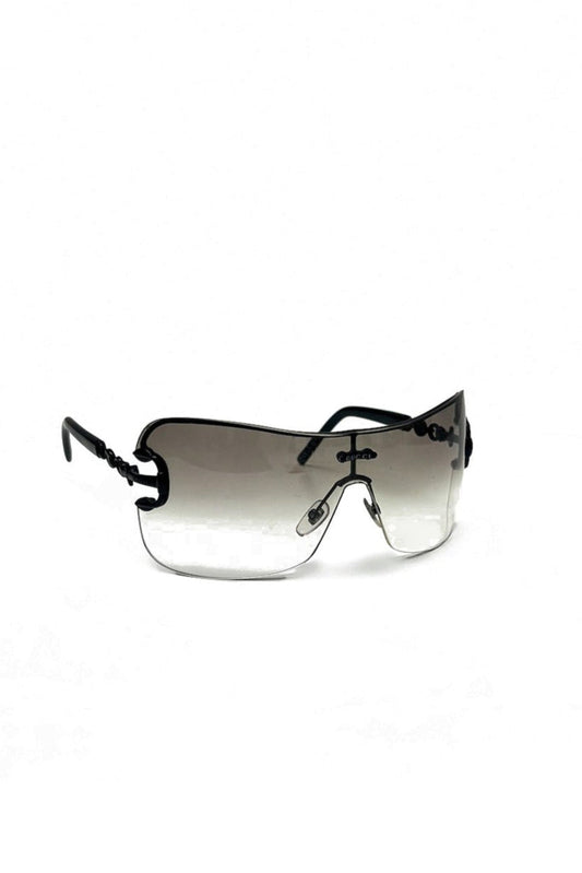 Vintage Transparent Black Frame Mask Sunglasses