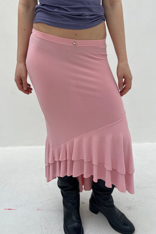 Vintage Pink Flowy Maxi Skirt