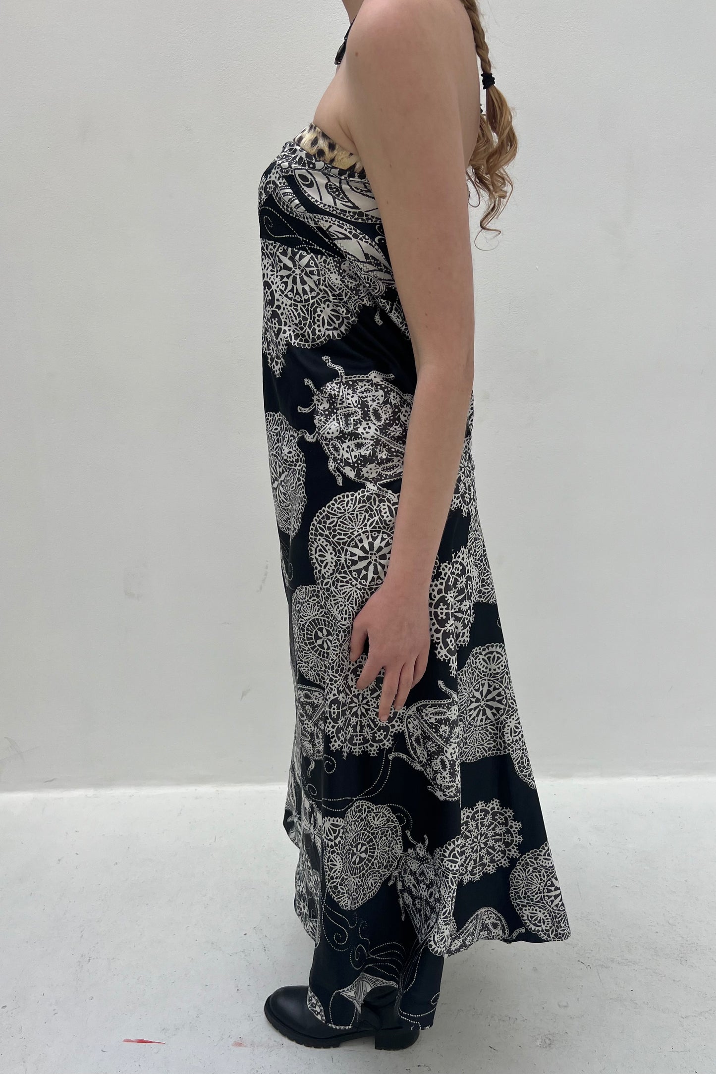 Vintage Maxi Strapless Black and White Dress
