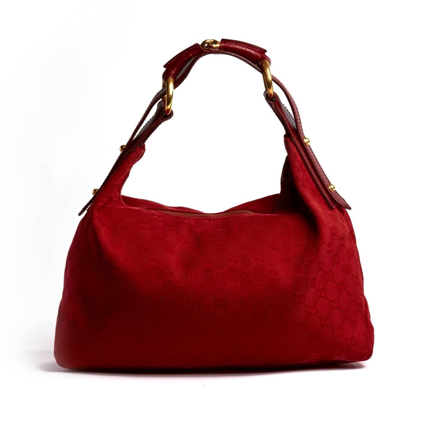 Vintage Gucci Red Monogram Horsebit Handle Bag