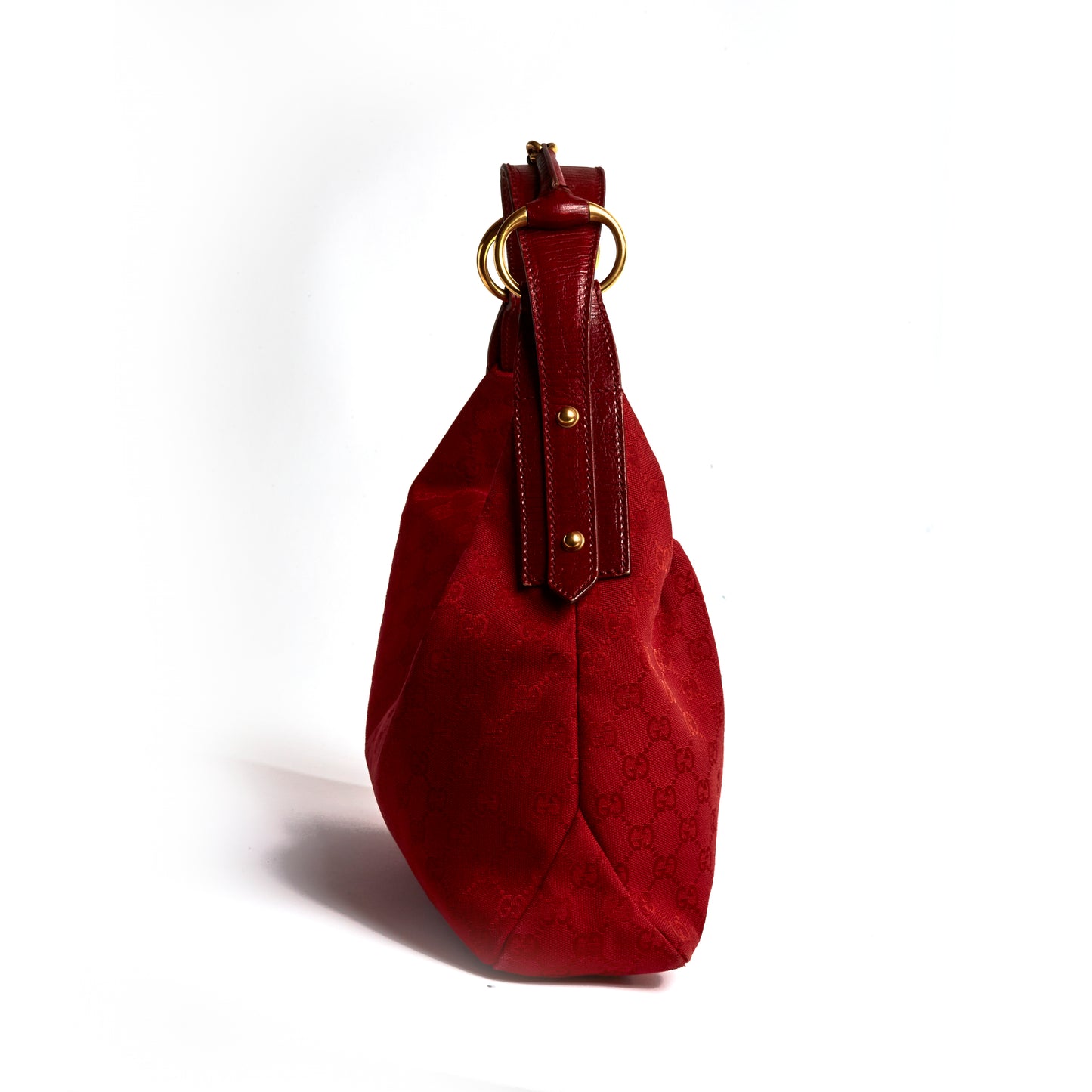 Vintage Gucci Red Monogram Horsebit Handle Bag