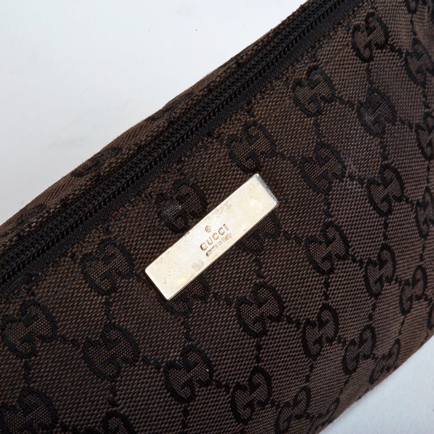 Vintage Gucci Black Monogram Boat Pochette