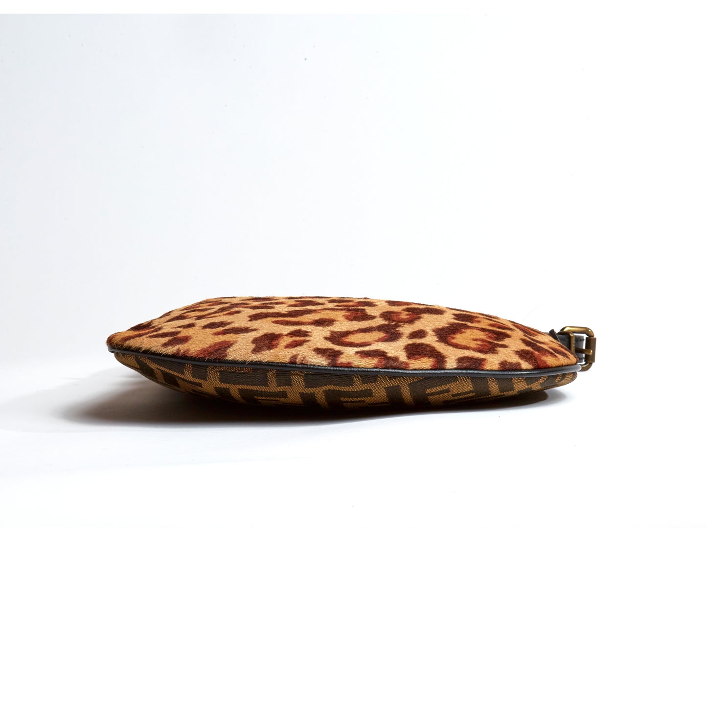 Vintage Fendi Zucca & Leopard Calfskin Oyster Bag