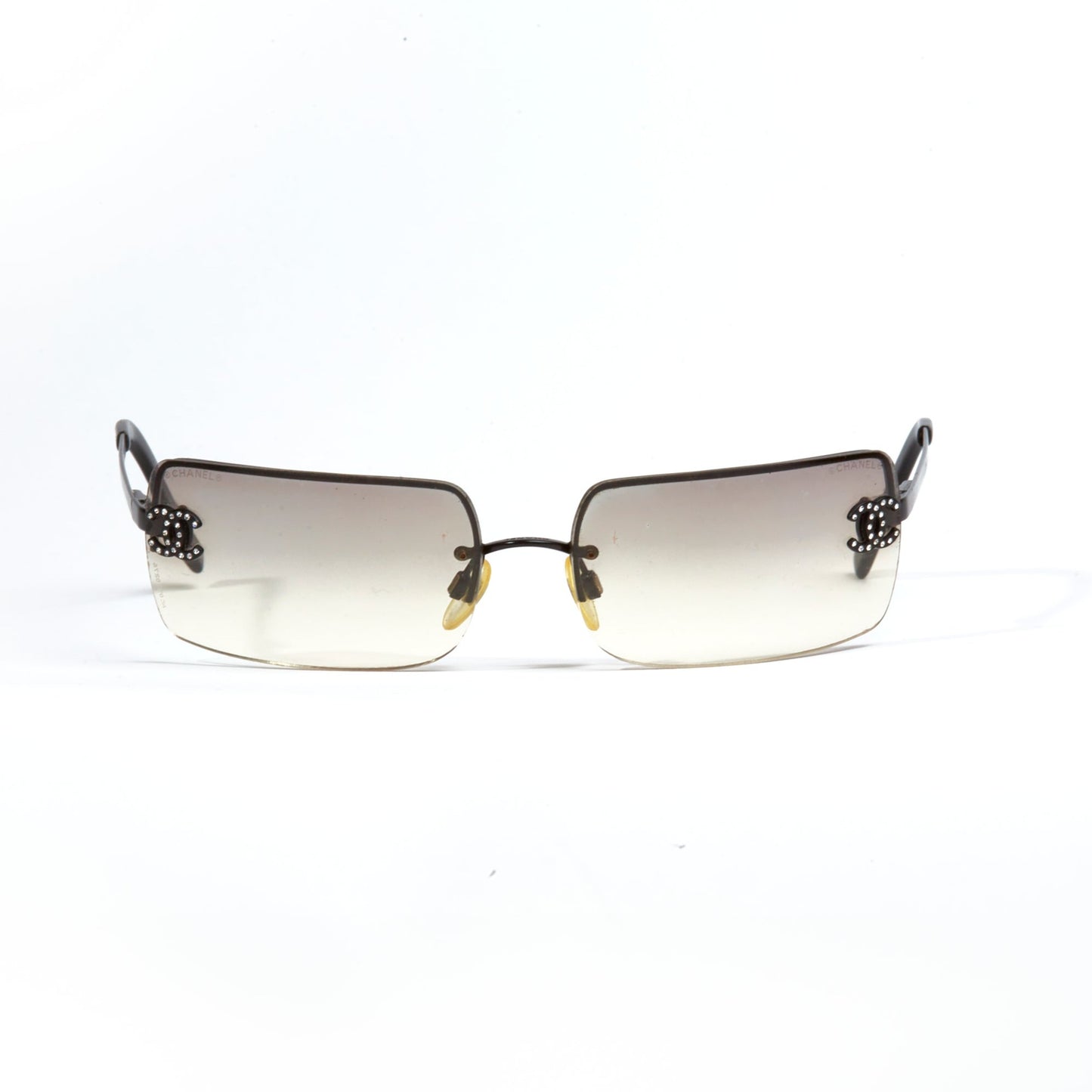 Vintage Chanel Transparent Black Frame Diamanté Sunglasses