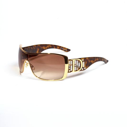 Vintage Dior Chocolate Strass & Gold Mask Sunglasses