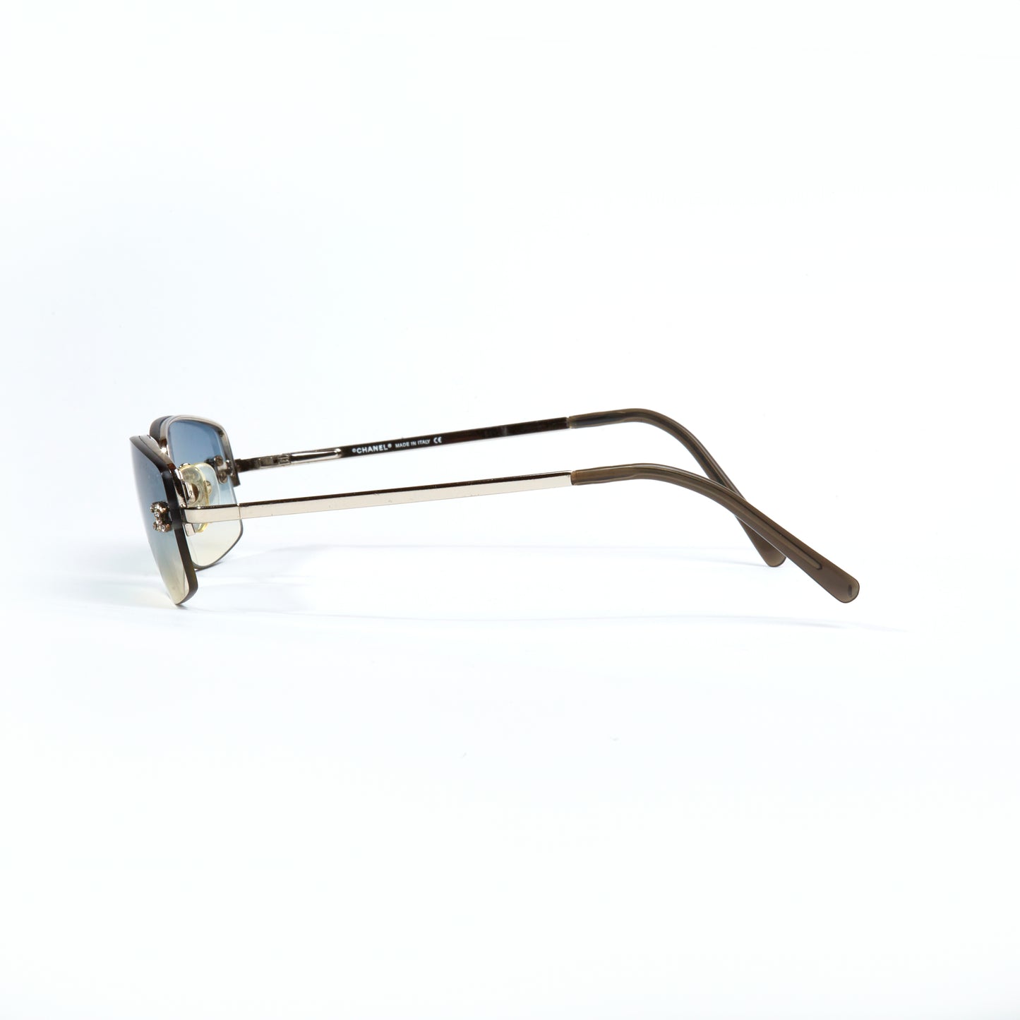 Vintage Chanel Narrow Silver Grey Diamanté Sunglasses