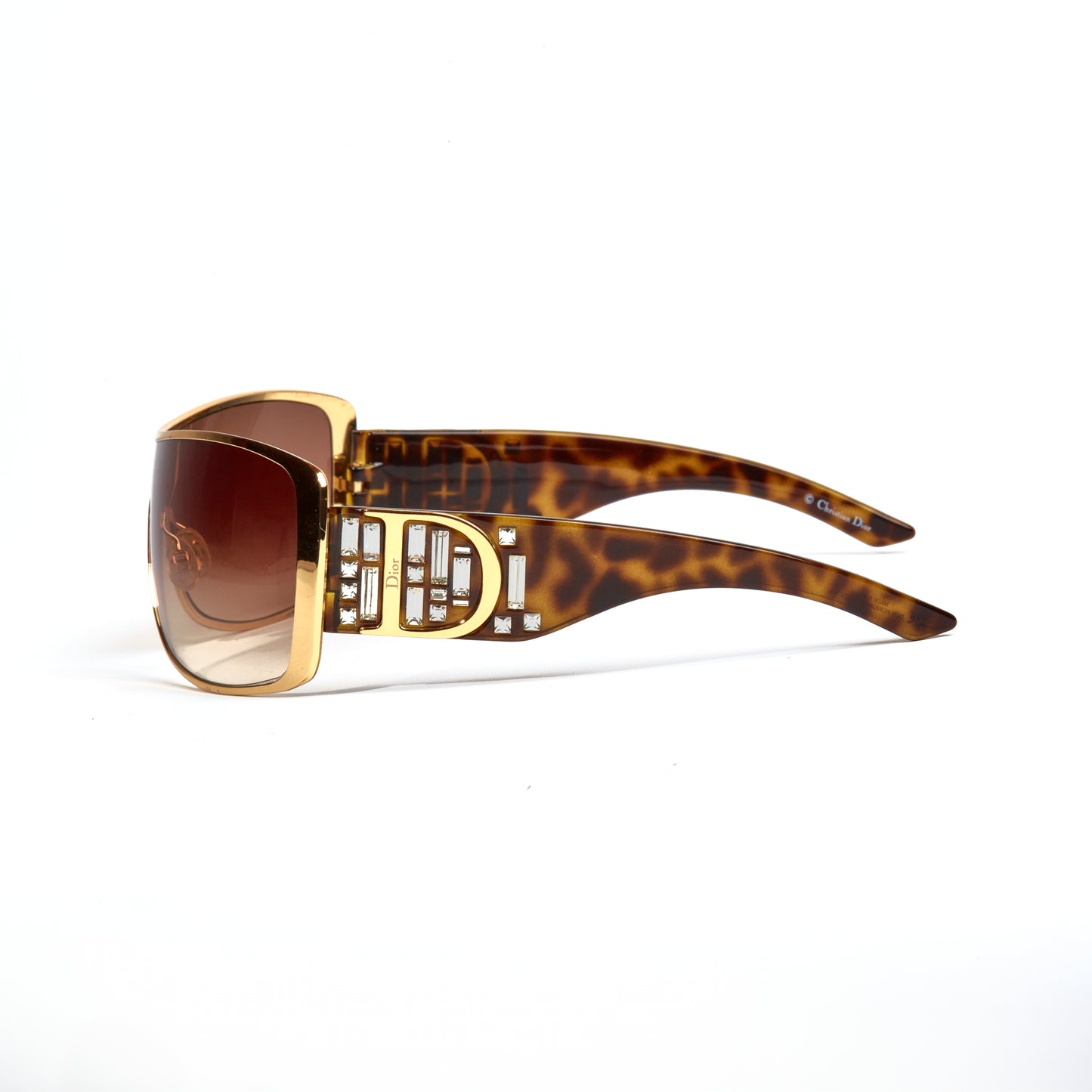 Vintage Dior Chocolate Strass & Gold Mask Sunglasses