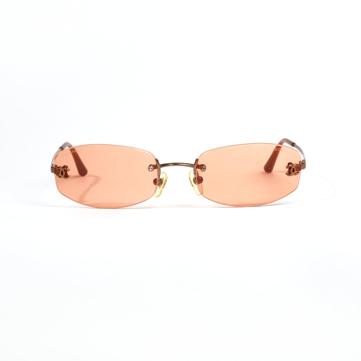 Vintage Chanel Faded Orange Tiny Rimless Sunglasses