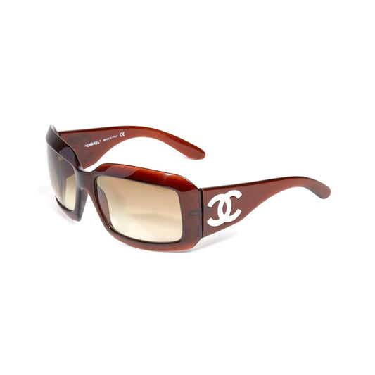 Vintage Chanel Brown Mother of Pearl Logo Sunglasses