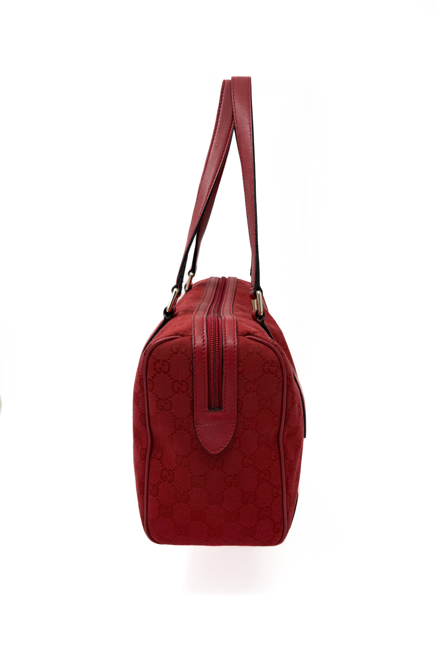 Vintage Deep Red Monogram Handle Bag
