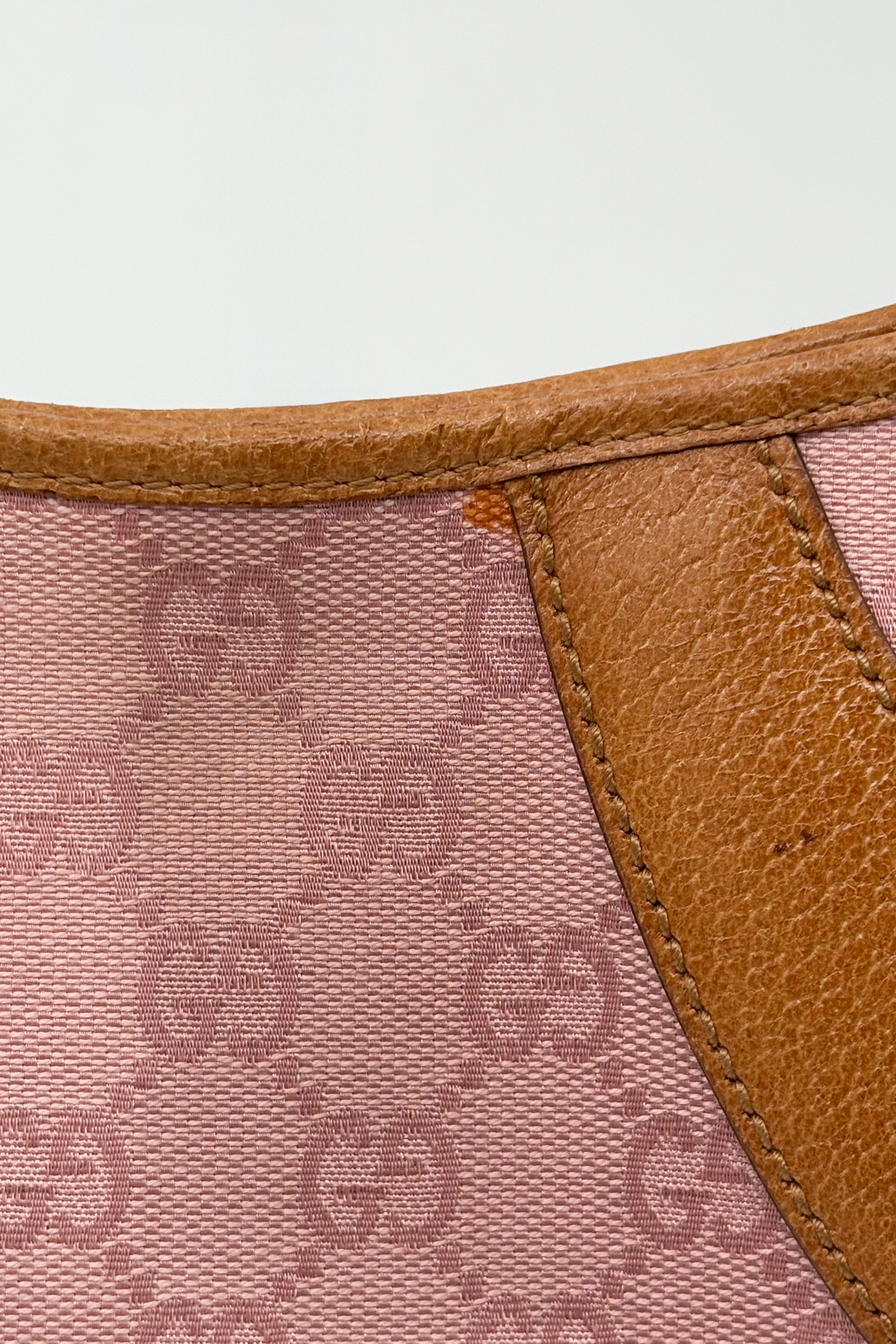 Vintage Pink Monogram & Tan Leather Shoulder Bag