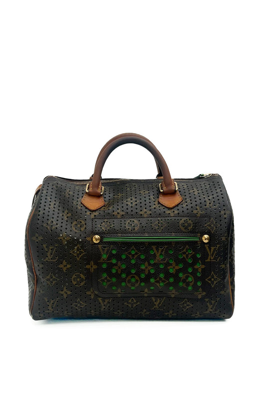 Vintage Perforated Canvas Monogram Speedy 30