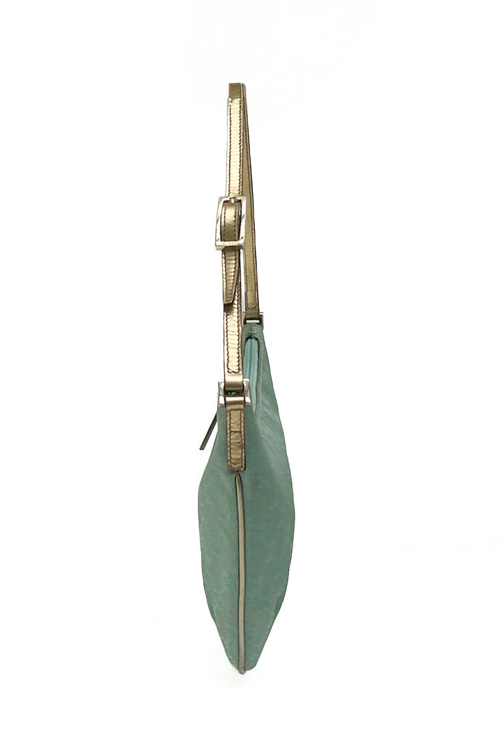 Vintage Turquoise & Gold Half Moon Pochette