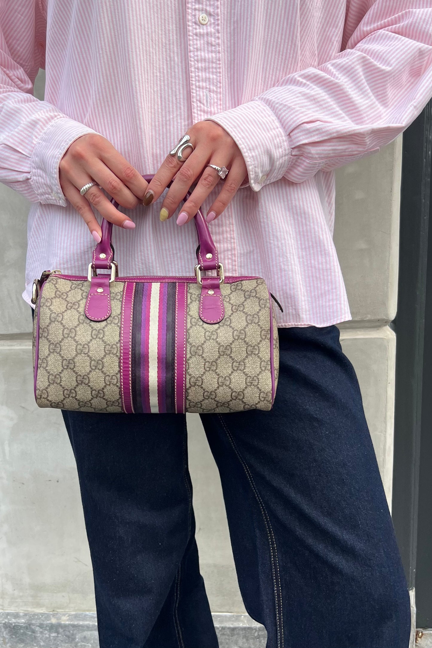 Vintage Boston Monogram Purple Details Bag