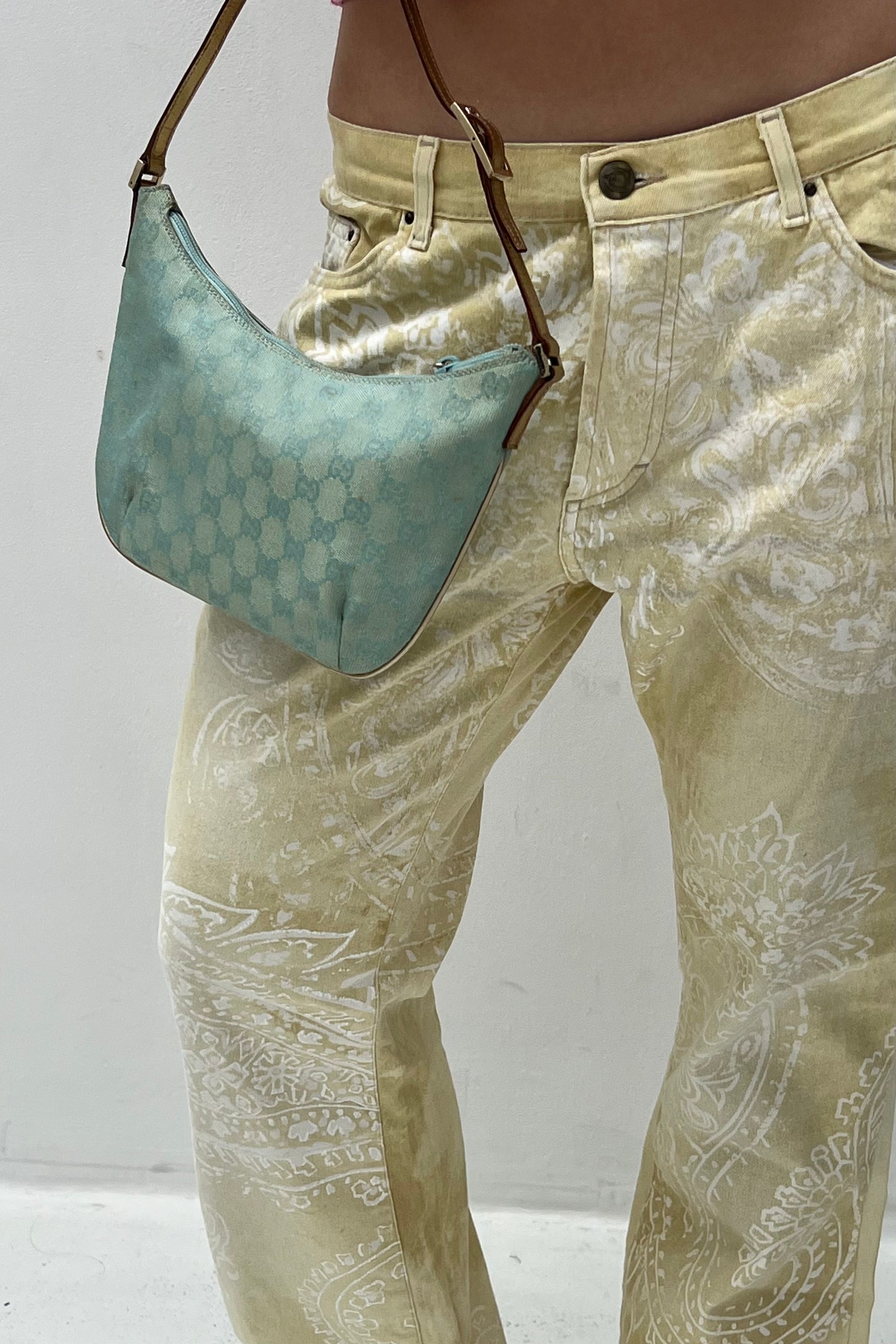 Vintage Turquoise & Gold Half Moon Pochette