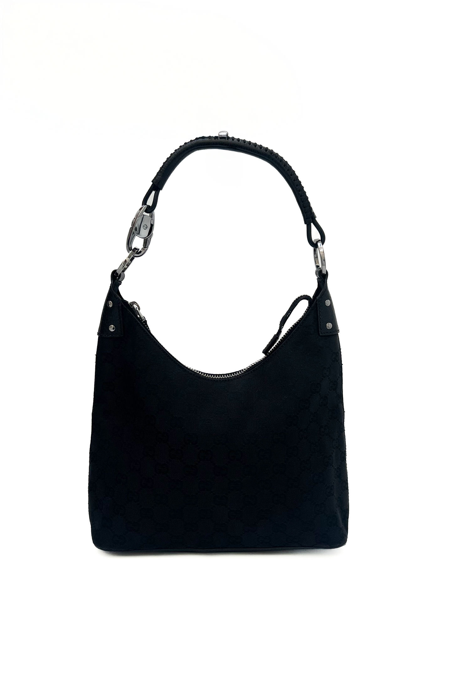 Vintage All Black Lock Handle Shoulder Bag