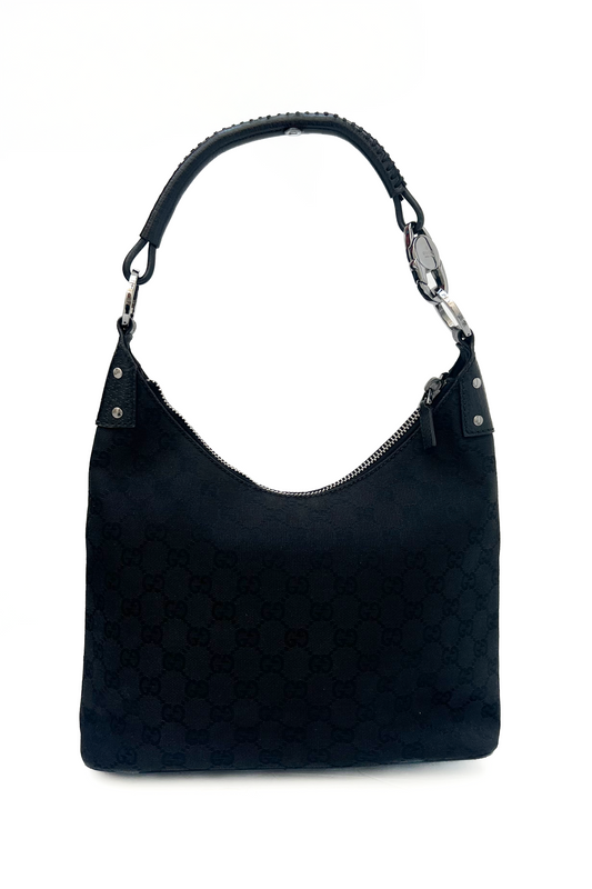 Vintage All Black Lock Handle Shoulder Bag