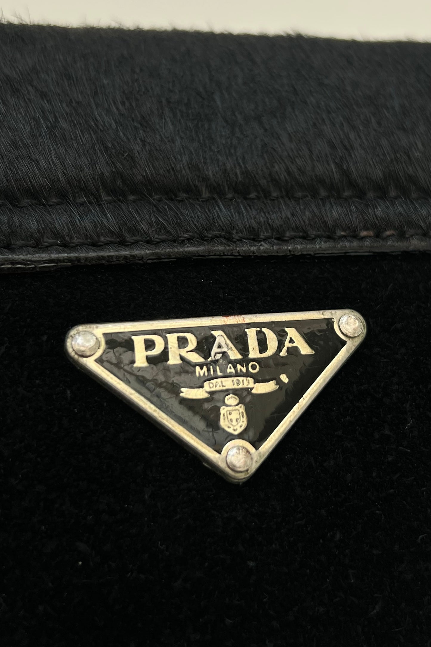 Vintage Black Calfskin & Suede Shoulder Bag
