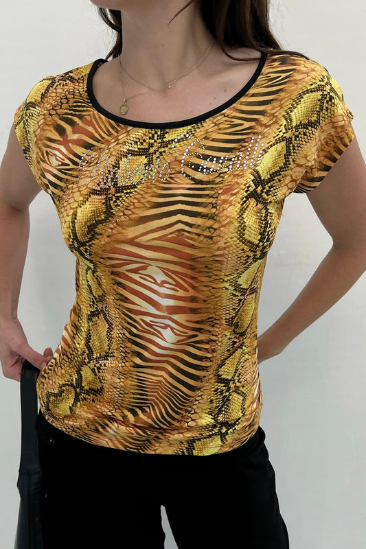 Vintage Snake Strass Logo Tee