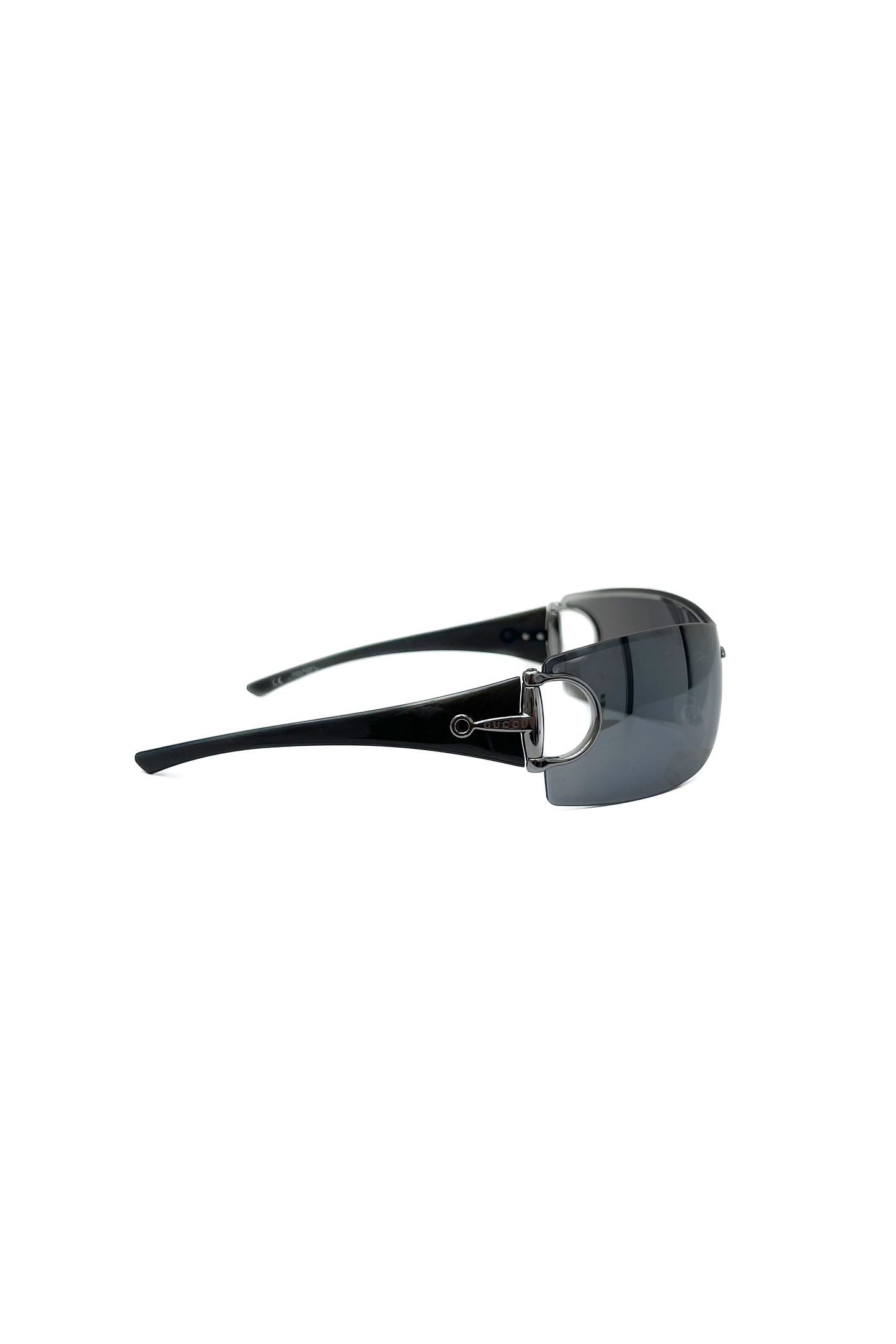 Vintage Black Mirrored Horsebit Detail Mask Sunglasses