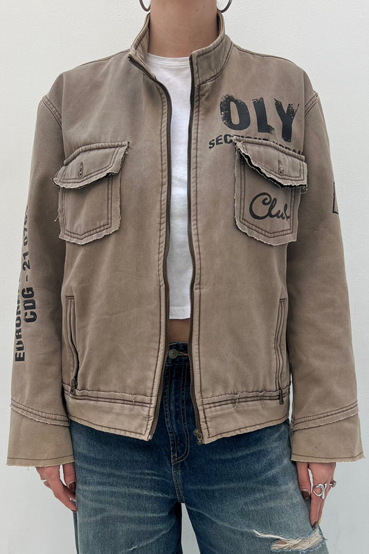 Vintage Brown Patches & Distressed Detailed Jacket