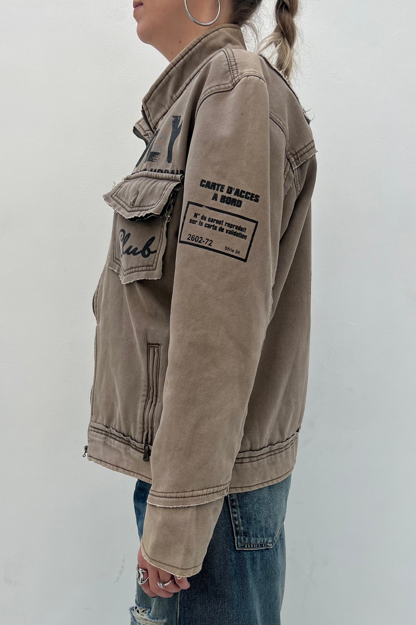Vintage Brown Patches & Distressed Detailed Jacket
