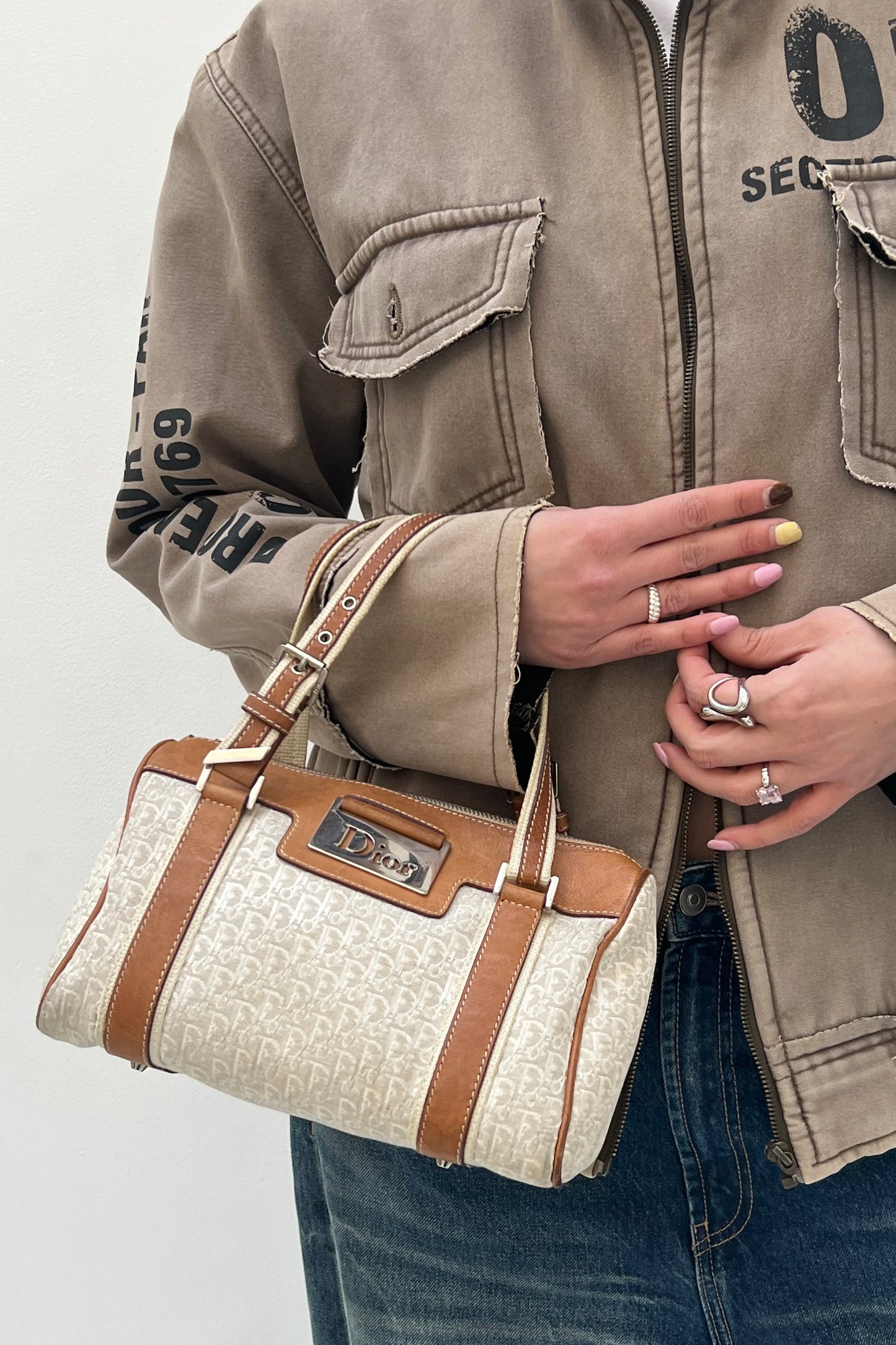 Vintage Cream & Tan Boston Street Chic Bag