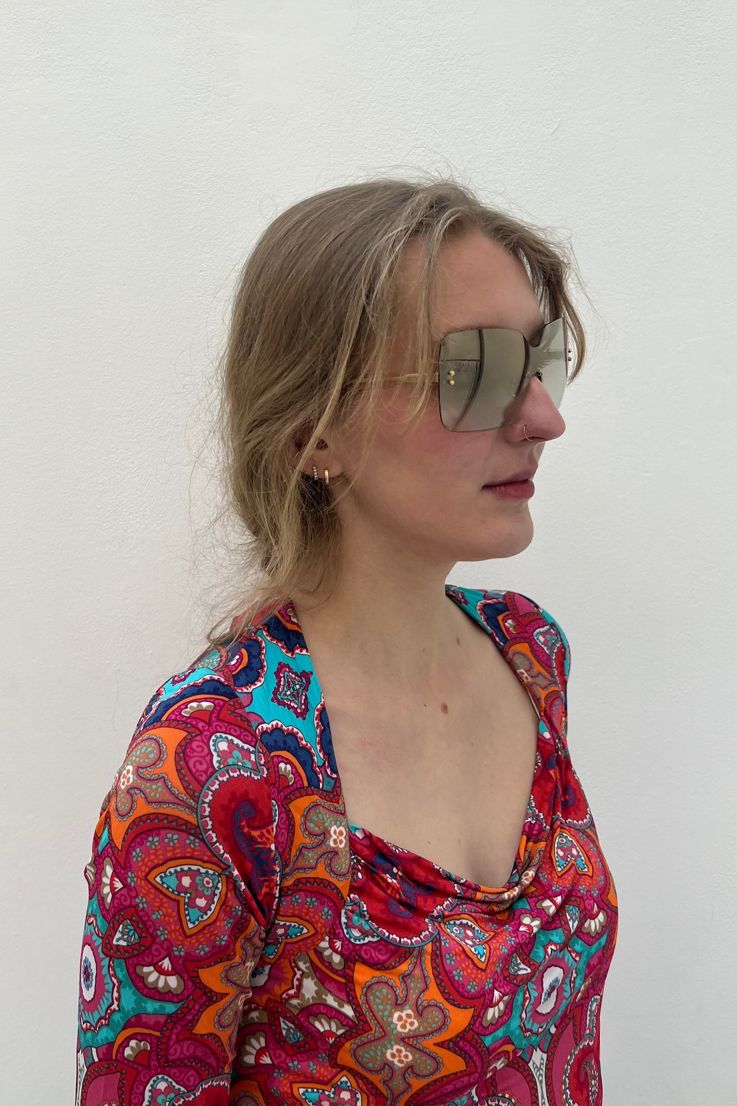 Vintage Golden Glow Rimless Sunglasses