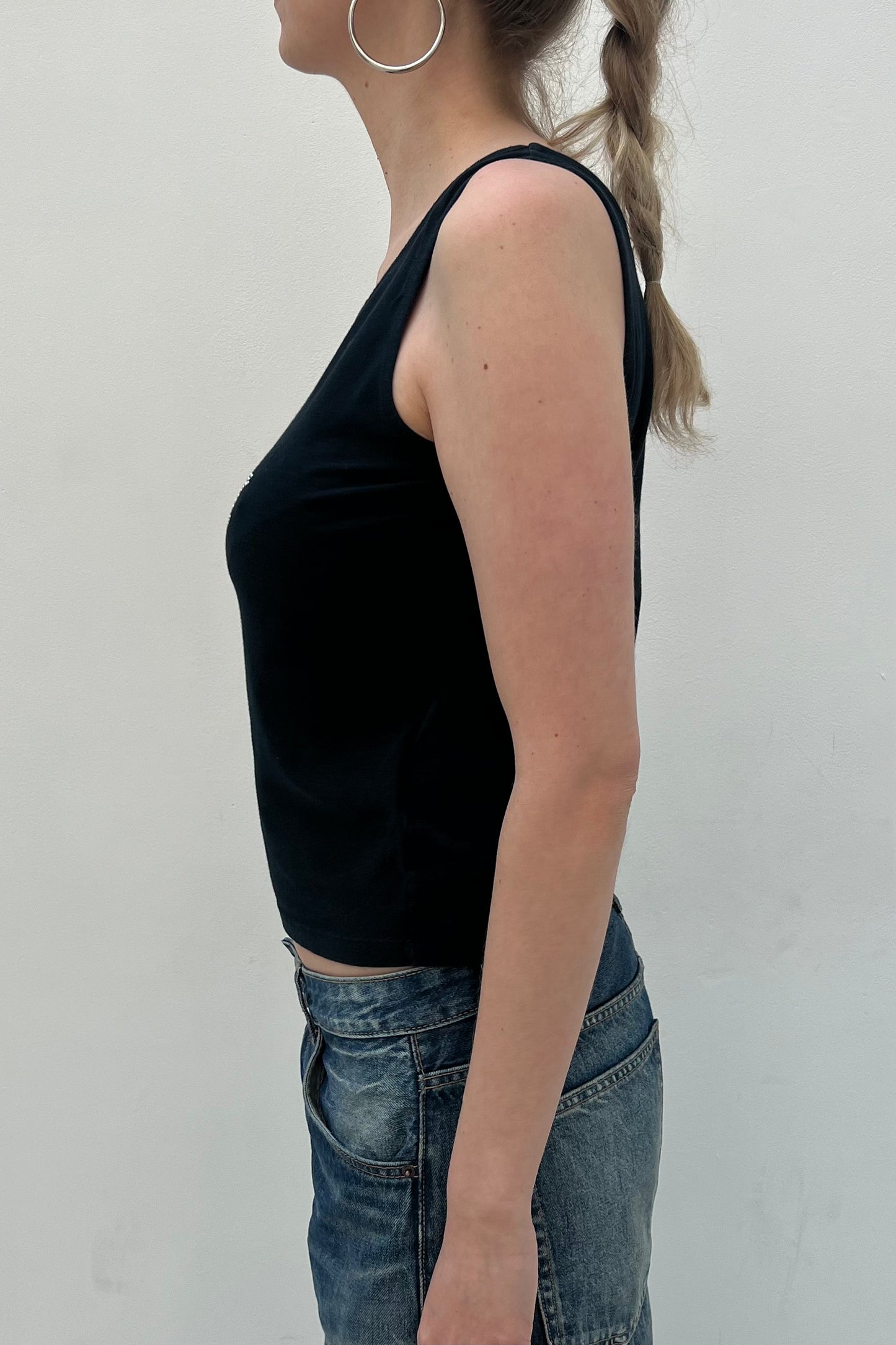 Vintage Black Pearl Spell Out Logo Top