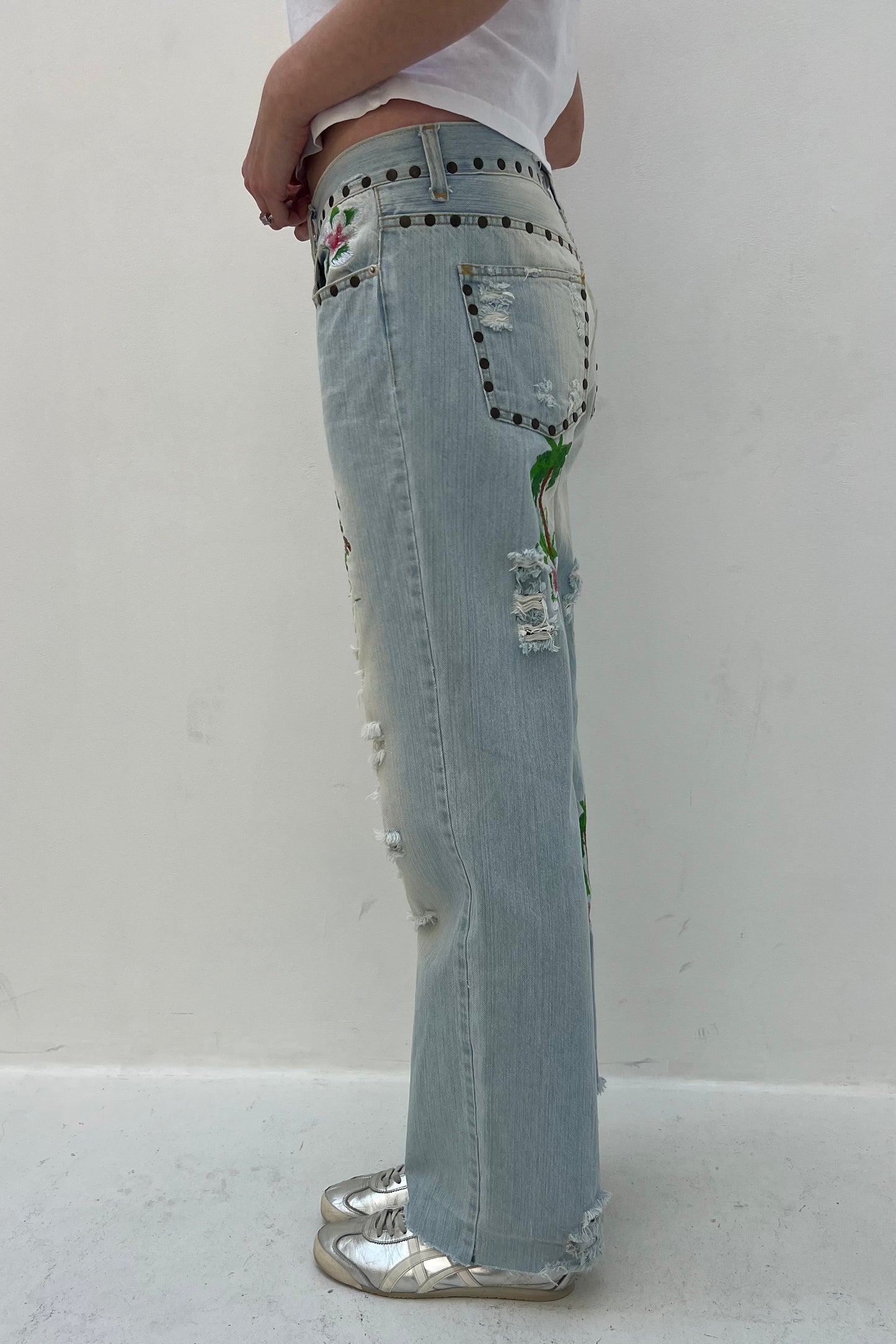 Vintage Embroidered Palm Tree Denim