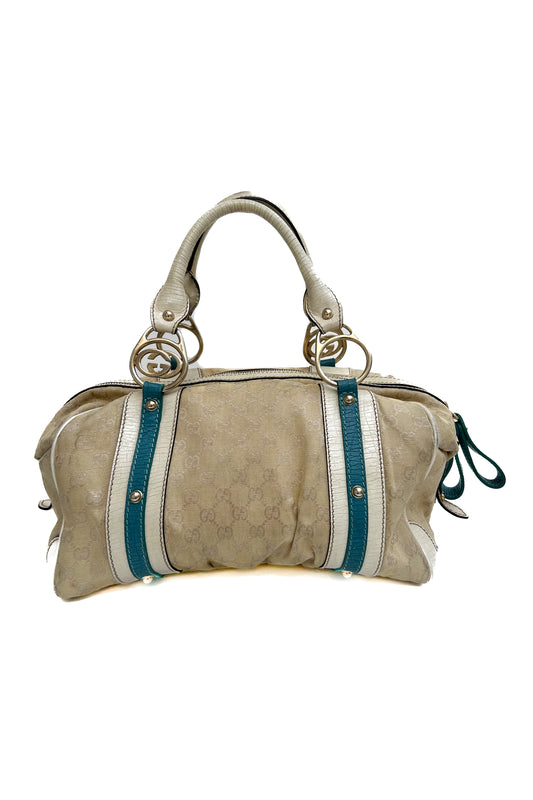 Vintage Light Mono & Interlocking Logo, Turquoise Details Bag