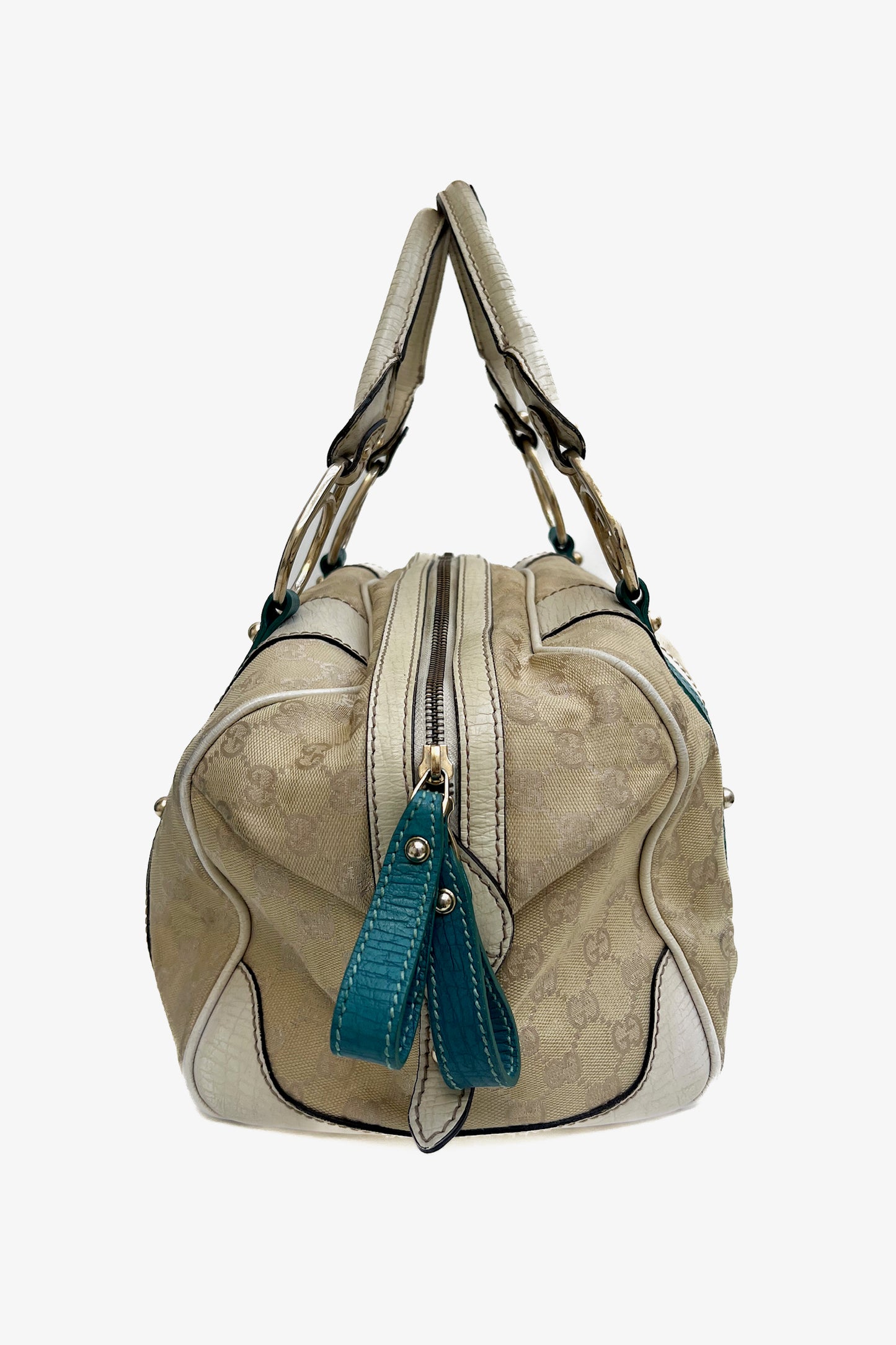 Vintage Light Mono & Interlocking Logo, Turquoise Details Bag